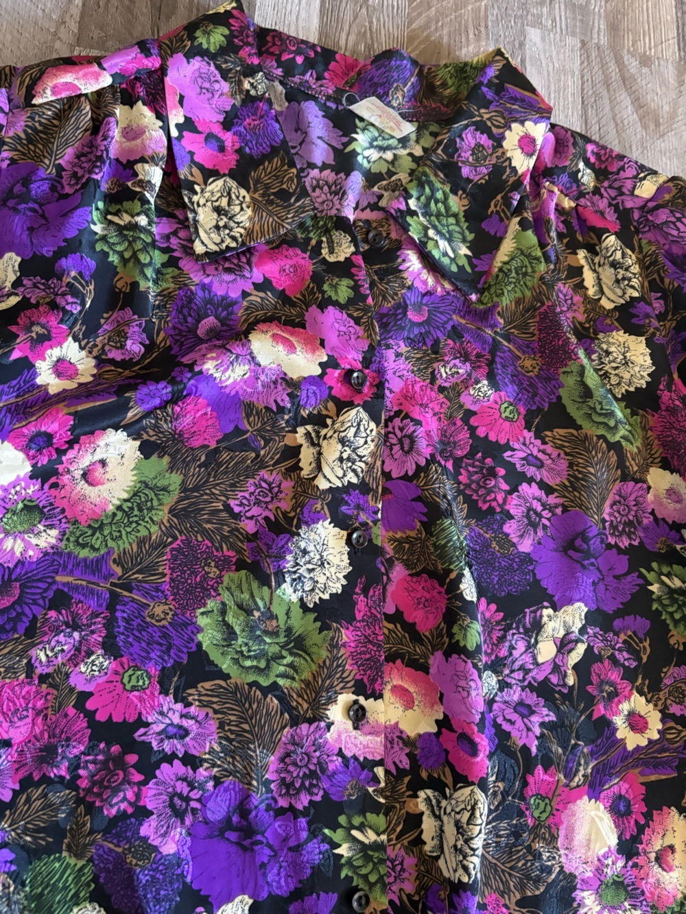 Vintage 80s London Look Floral Button-Up Blouse Size 14 - Picture 4 of 8